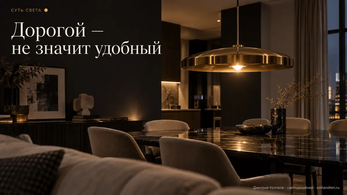 Дорогой светильник тоже может слепить