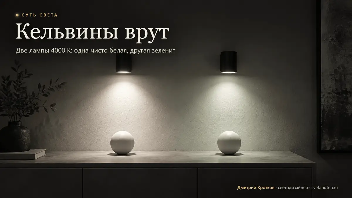 Две лампы одной температуры с разным оттенком