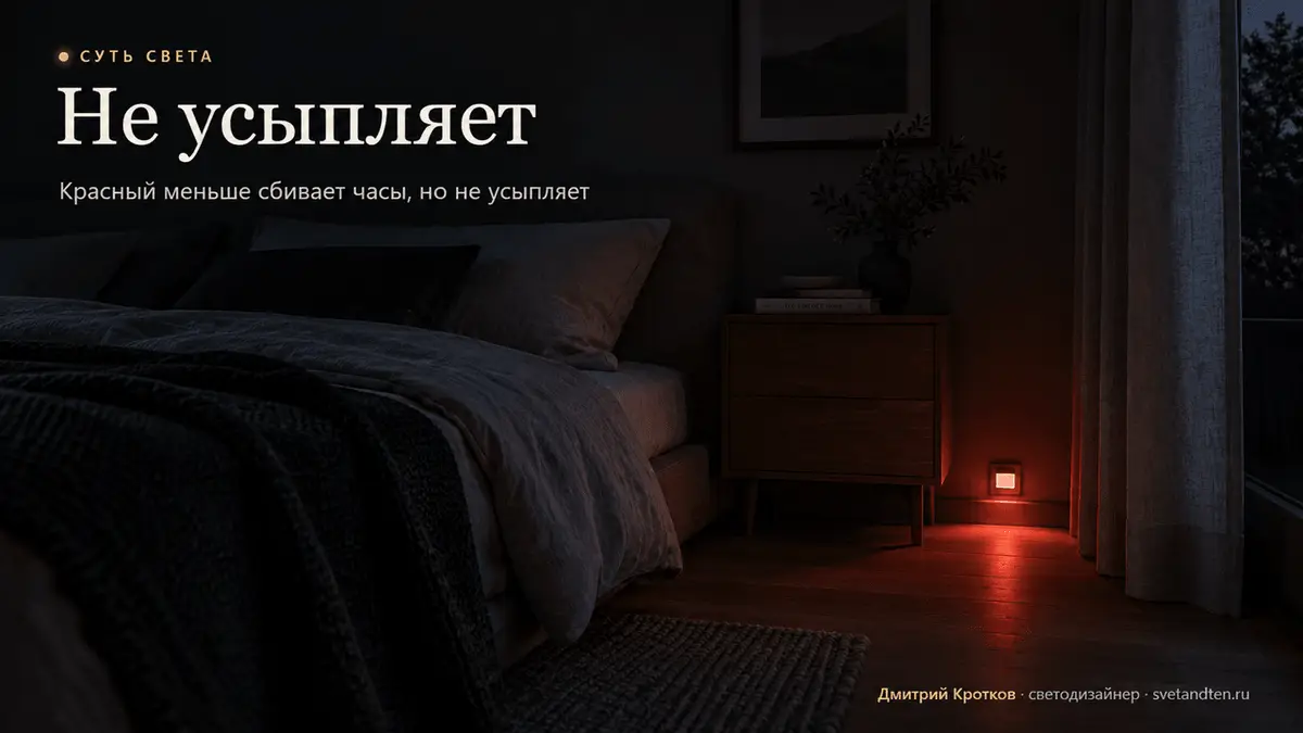 Красный ночник в спальне