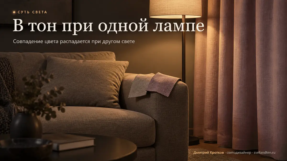Шторы и диван при разном свете