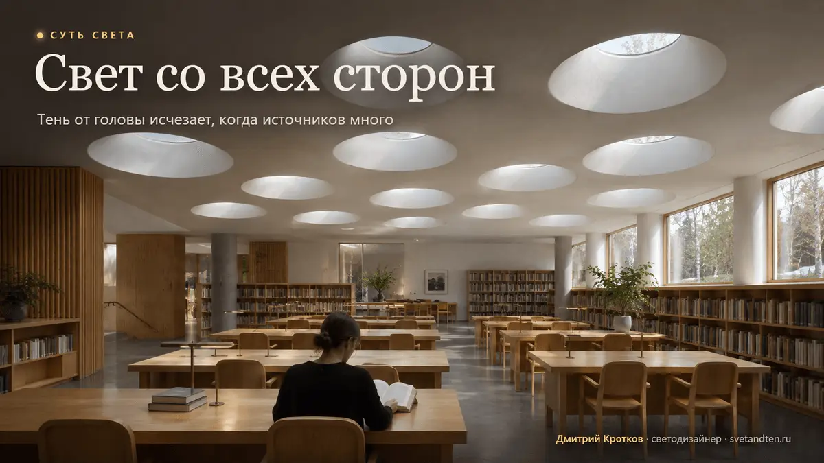 Читальный зал, где нет теней от головы