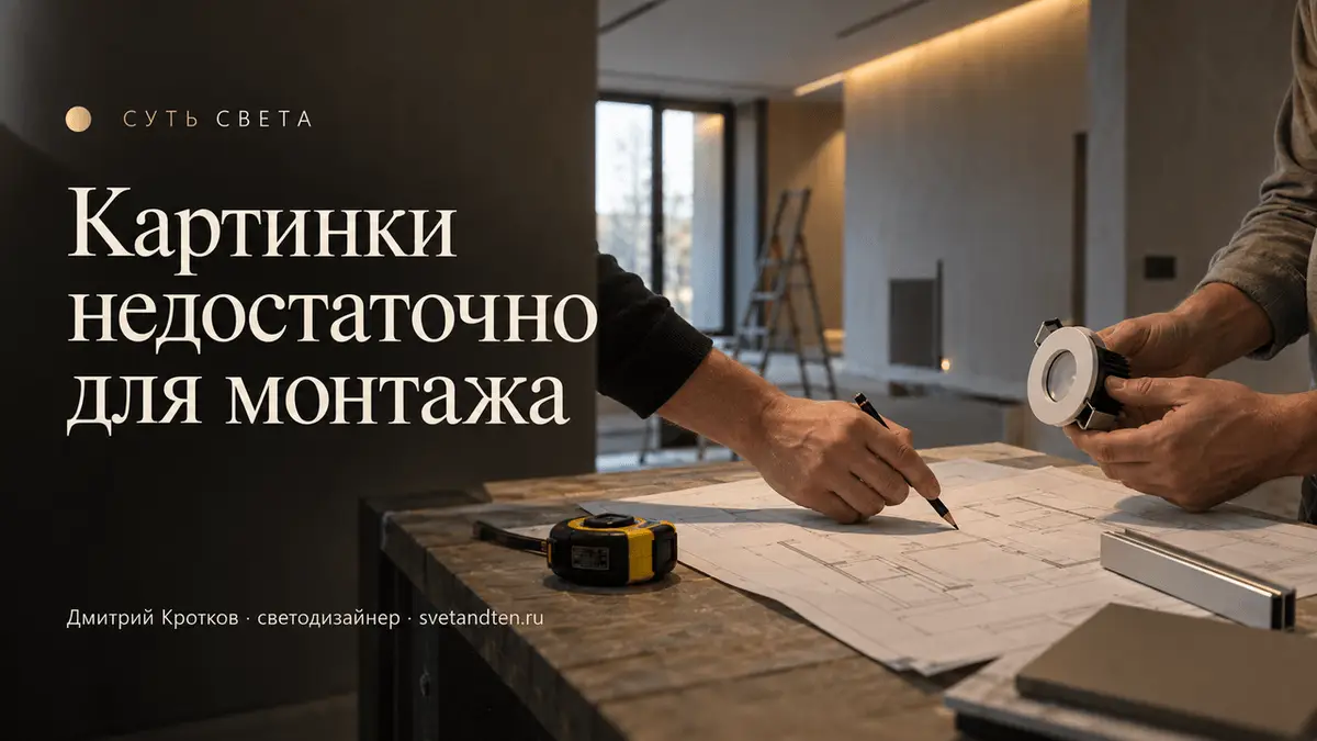 Визуализация интерьера и схема освещения для монтажа