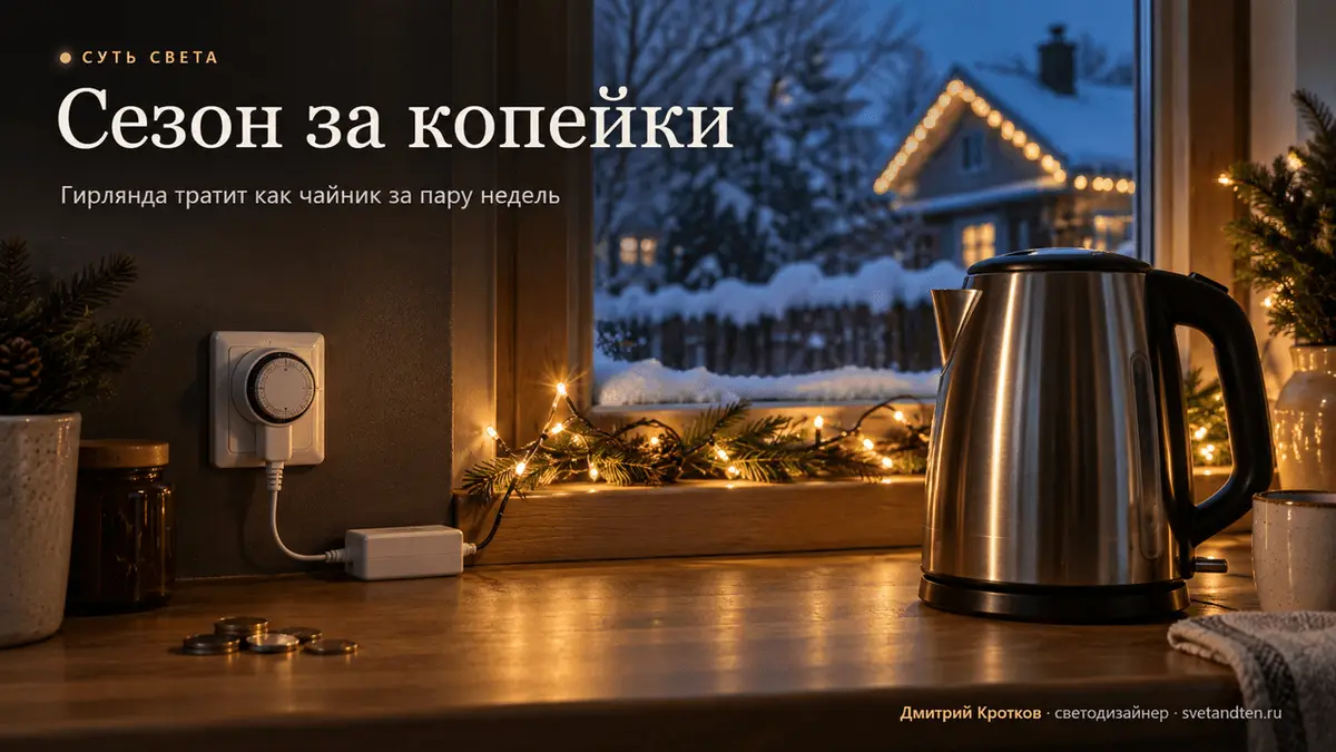 Гирлянда и счётчик электричества