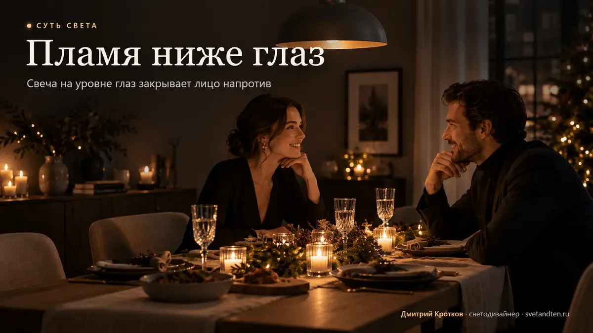 Свечи на новогоднем столе