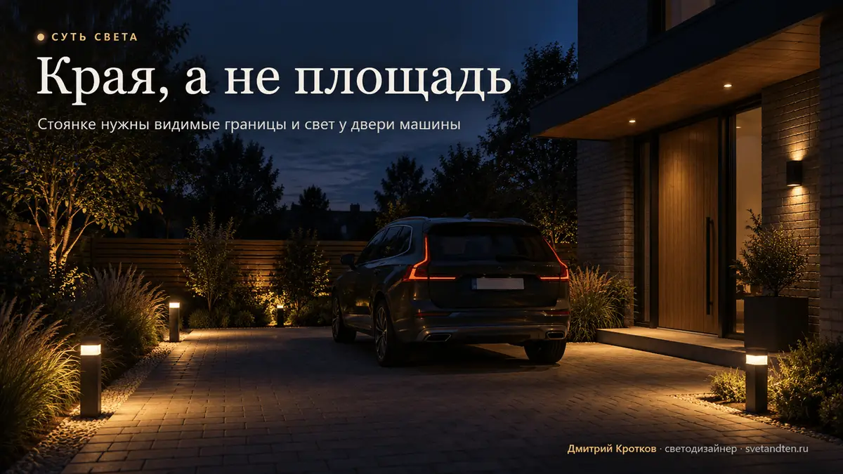 Машина под навесом во дворе вечером
