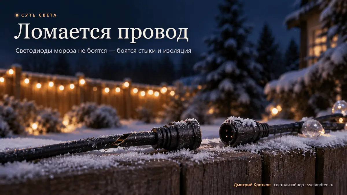 Уличная гирлянда на морозе