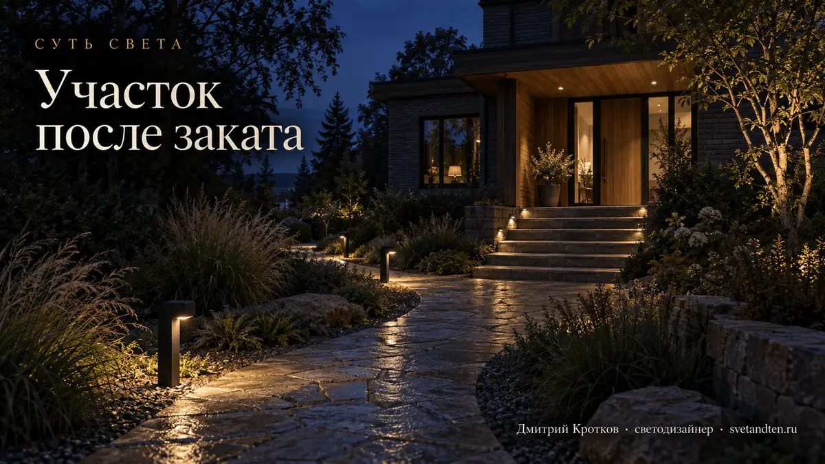 Дорожка на участке вечером